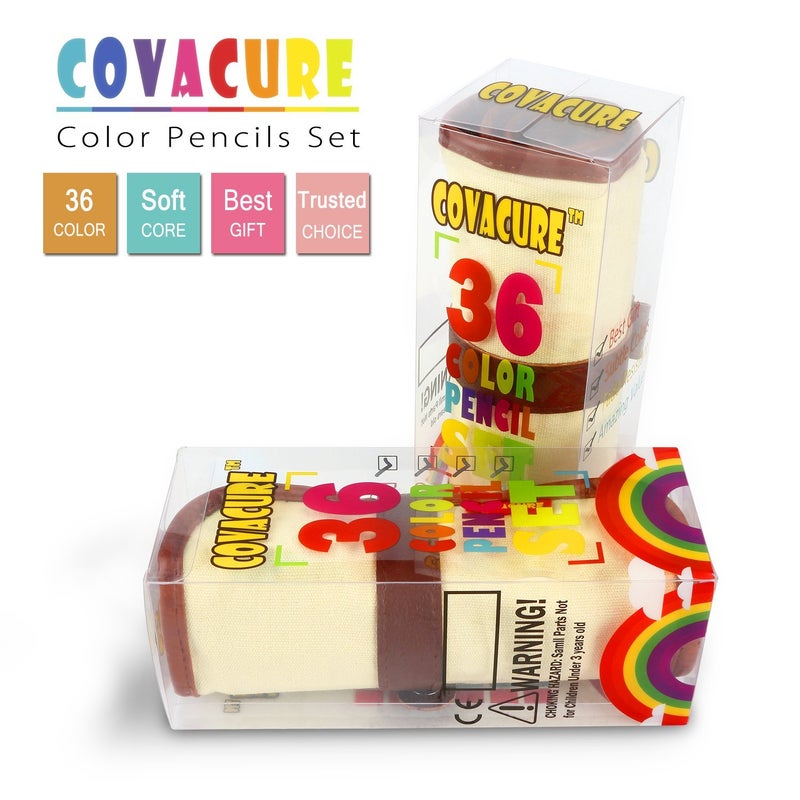 covacure Colored Pencils, Premier Color Pencil Set With 36 Colouring Pencils,Sharpener and Canvas Pencil Bag - Image 2